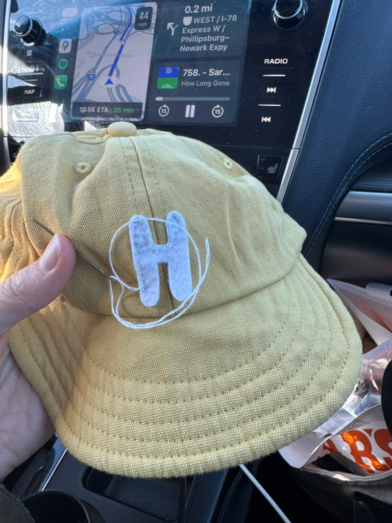 Yellow Baby Baseball Hat with Custom Letter