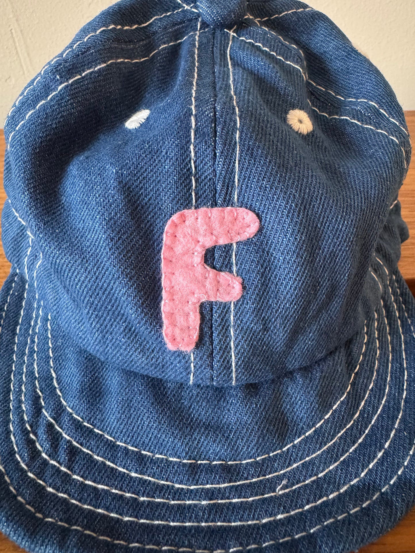 Denim Baby Baseball Hat with Custom Letter