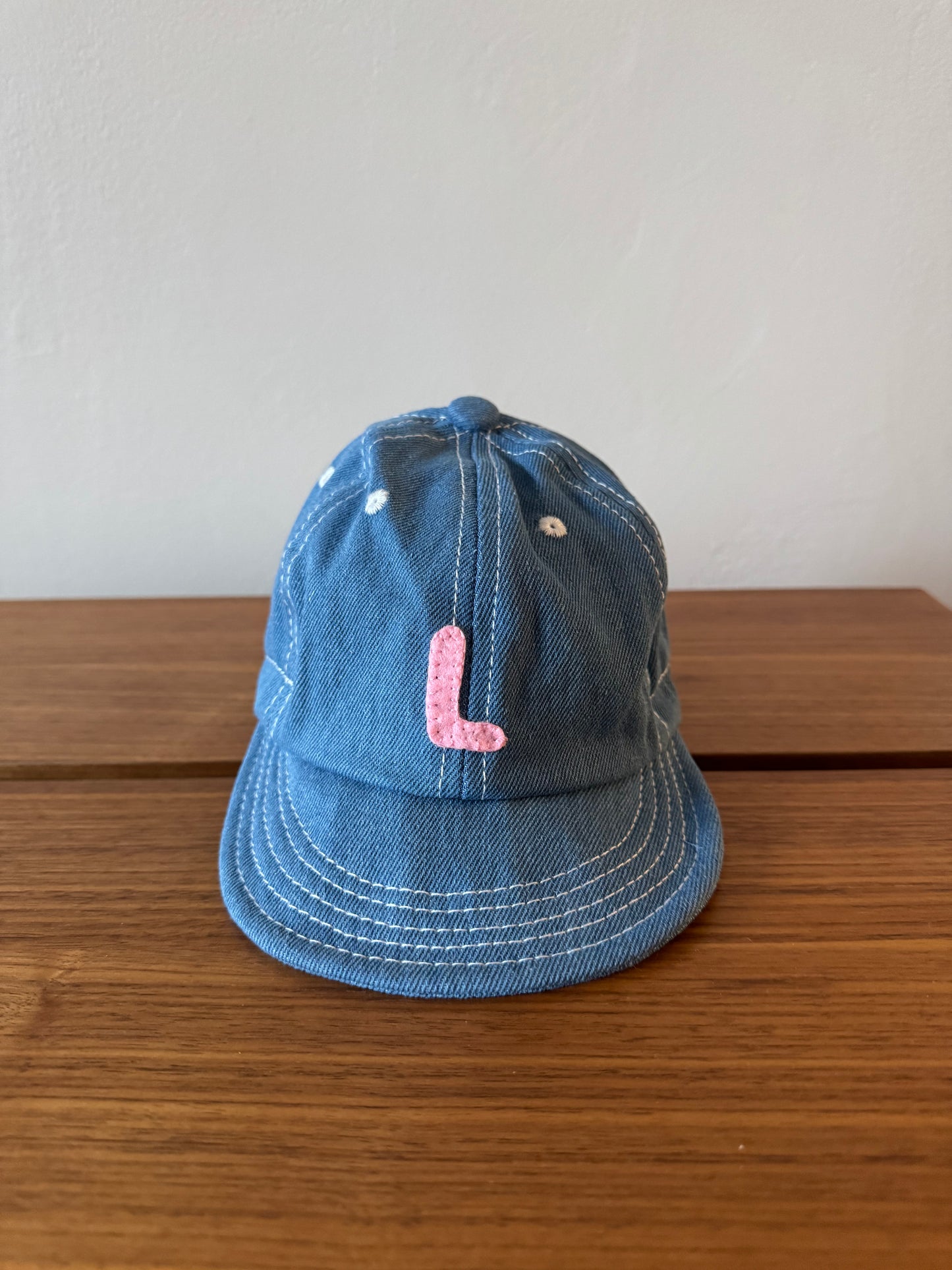 Light Denim Baby Baseball Hat with Custom Letter
