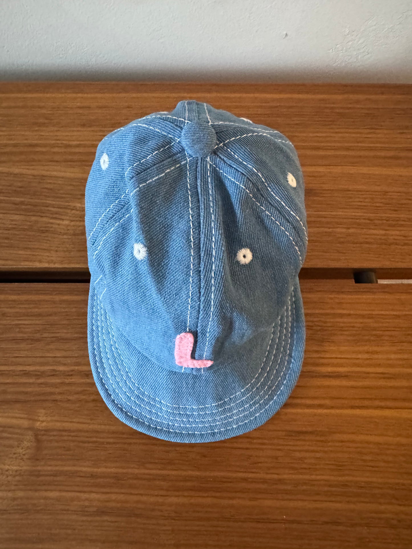 Light Denim Baby Baseball Hat with Custom Letter