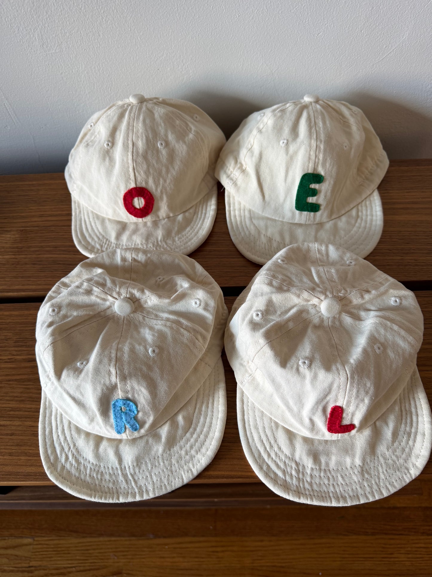 Tan Baby Baseball Hat with Custom Letter
