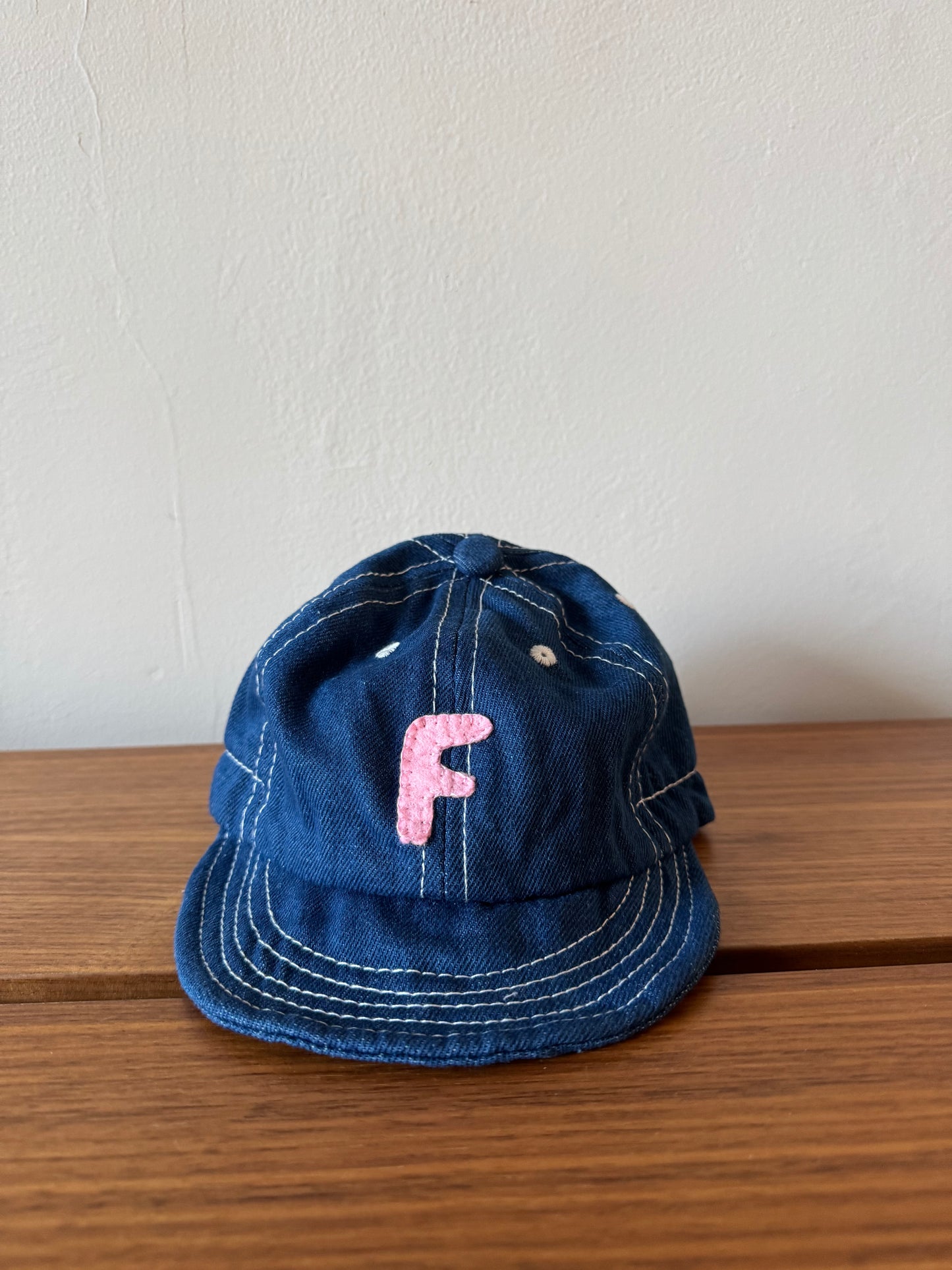 Denim Baby Baseball Hat with Custom Letter