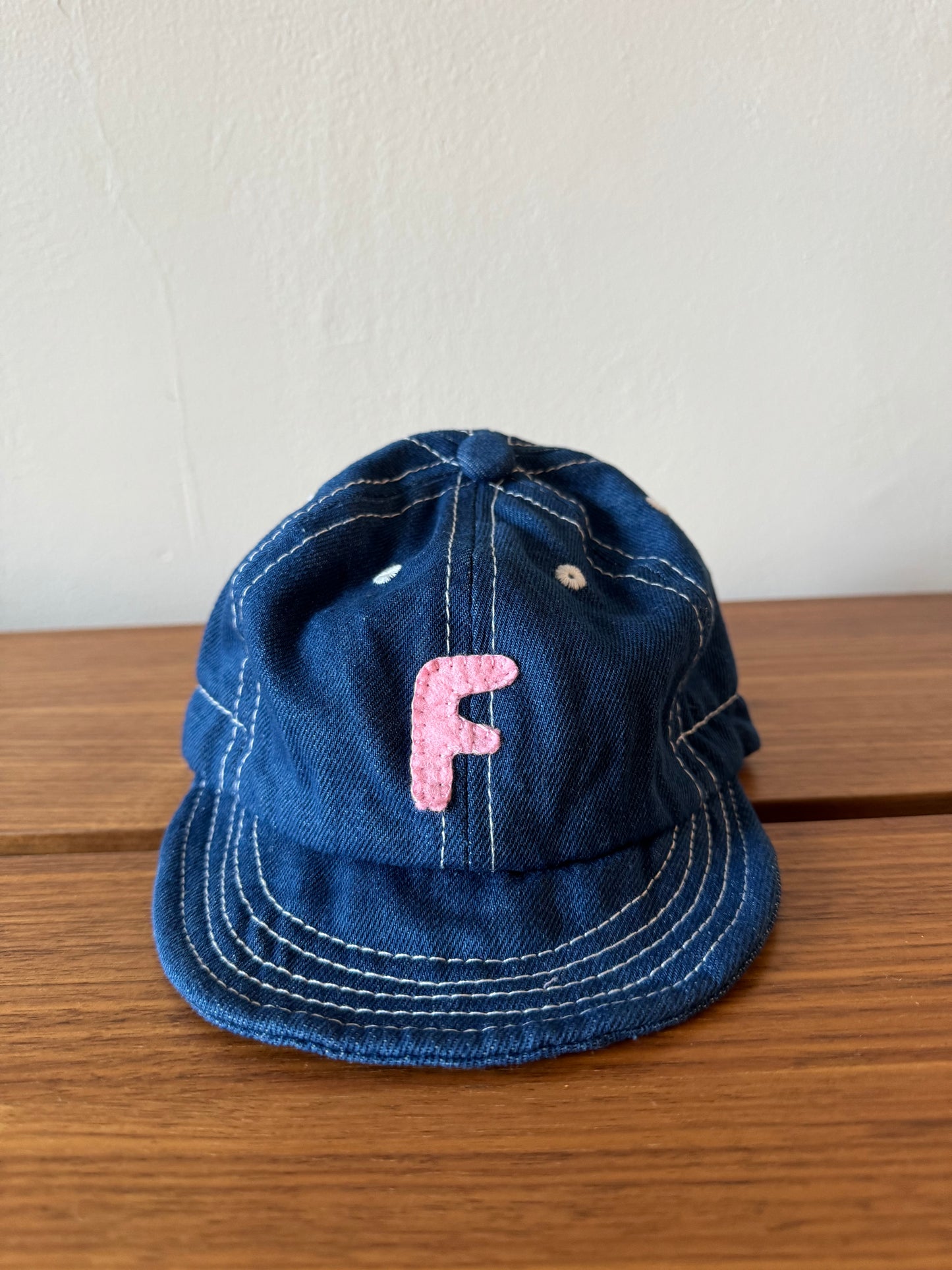 Denim Baby Baseball Hat with Custom Letter