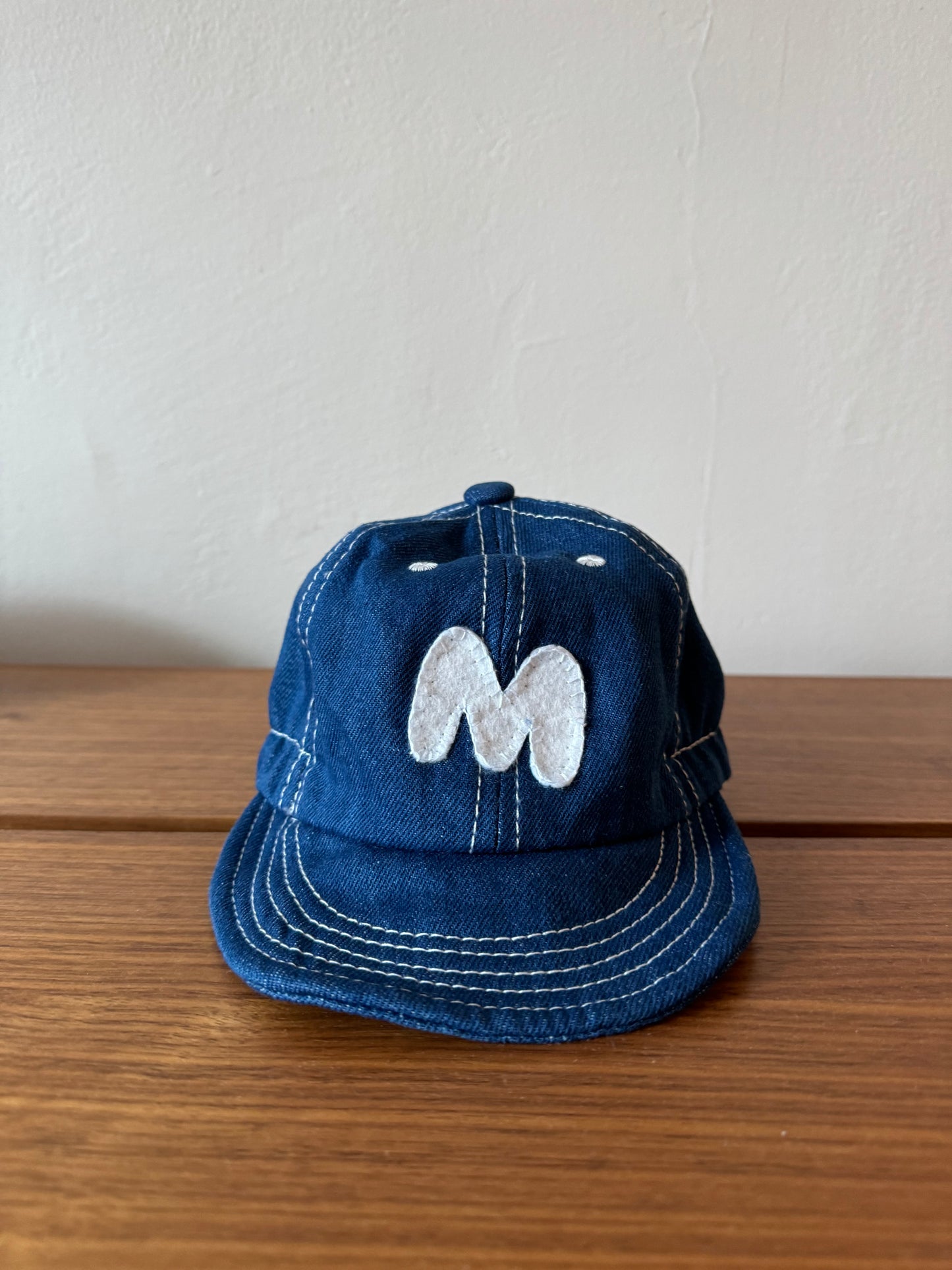 Denim Baby Baseball Hat with Custom Letter