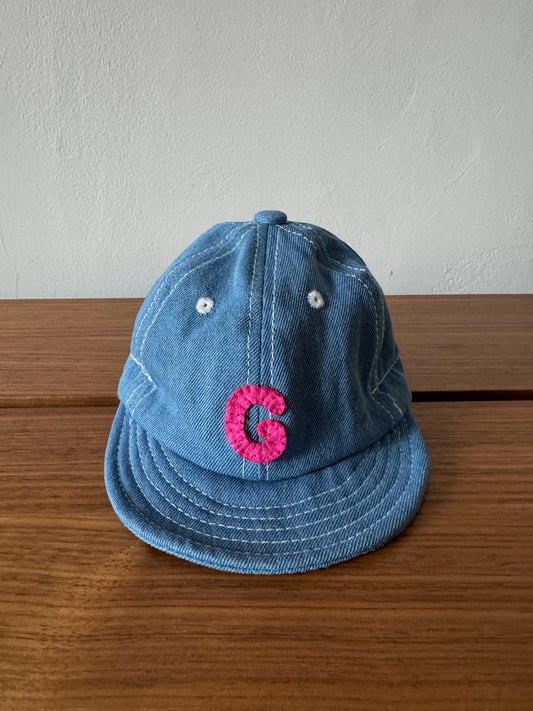 Light Denim Baby Baseball Hat with Custom Letter