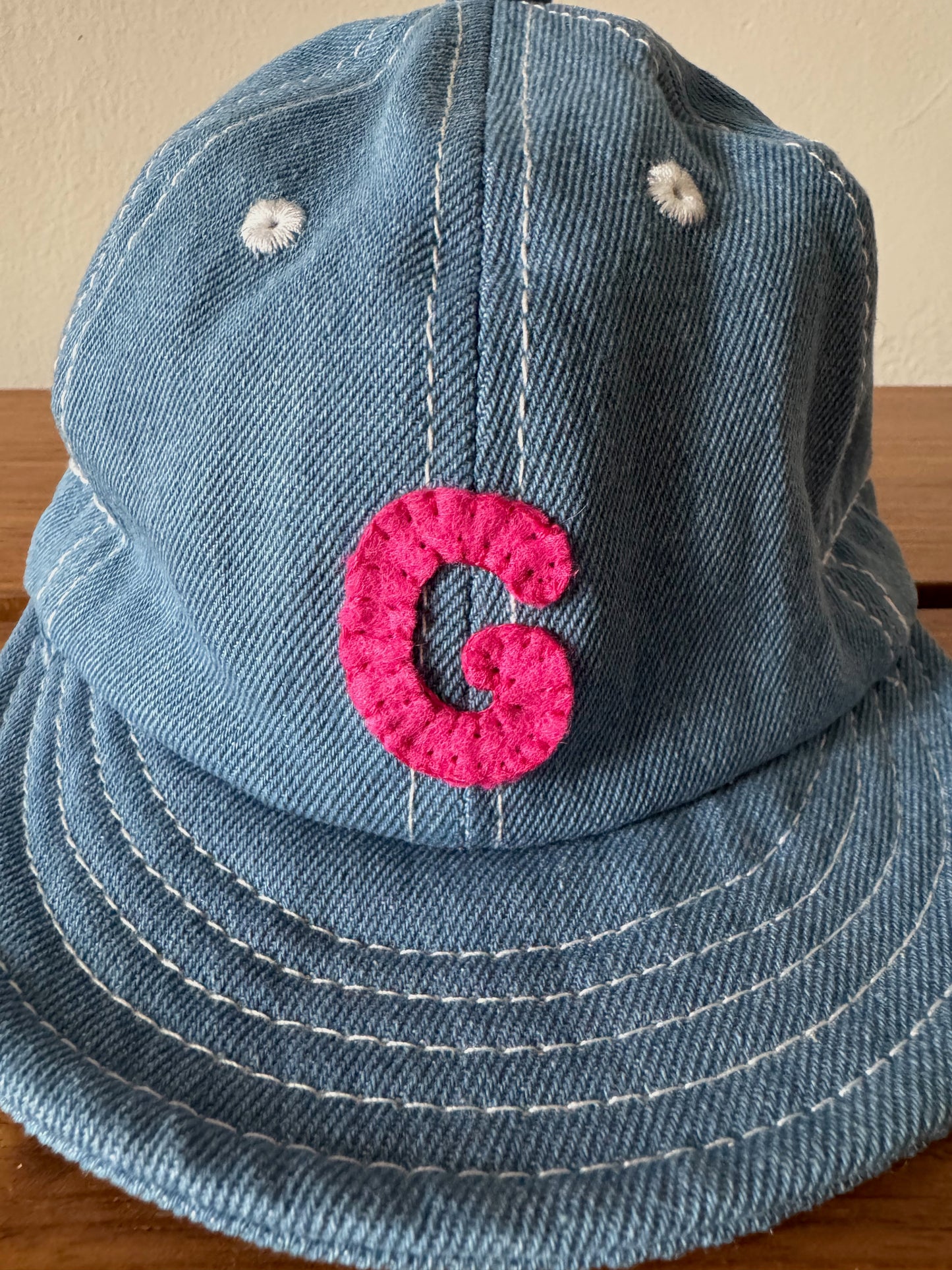 Light Denim Baby Baseball Hat with Custom Letter